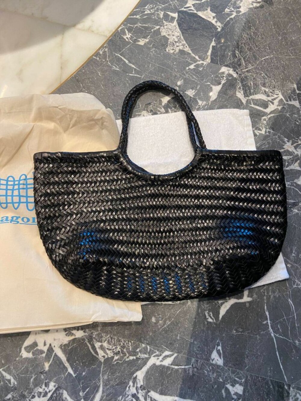 Dragon Diffusion Black Woven Leather Tote